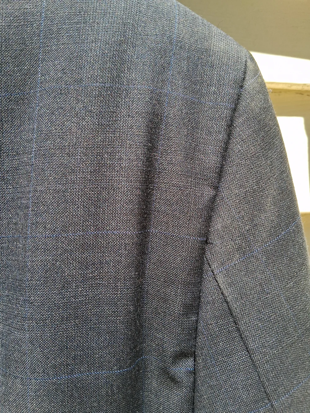 Lauren Ralph Lauren Mens 46R Wool Navy Blue Windowpane Sport Coat Jacket